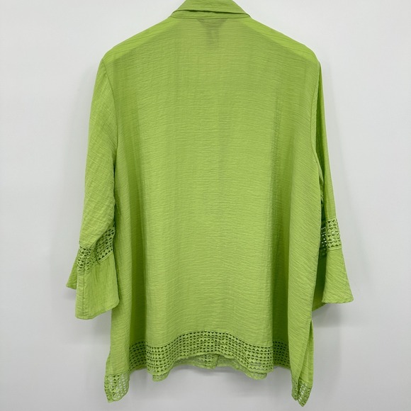 Ali Miles Tunic Top Shirt Size 1X Crinkle Button Up Crochet Artsy Boho Statement - Picture 11 of 16